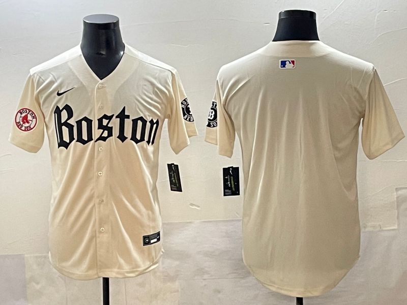 Men 2025 Boston Red Sox Blank Cream Five generations Joint Name Nike MLB Jersey style 2->boston red sox->MLB Jersey